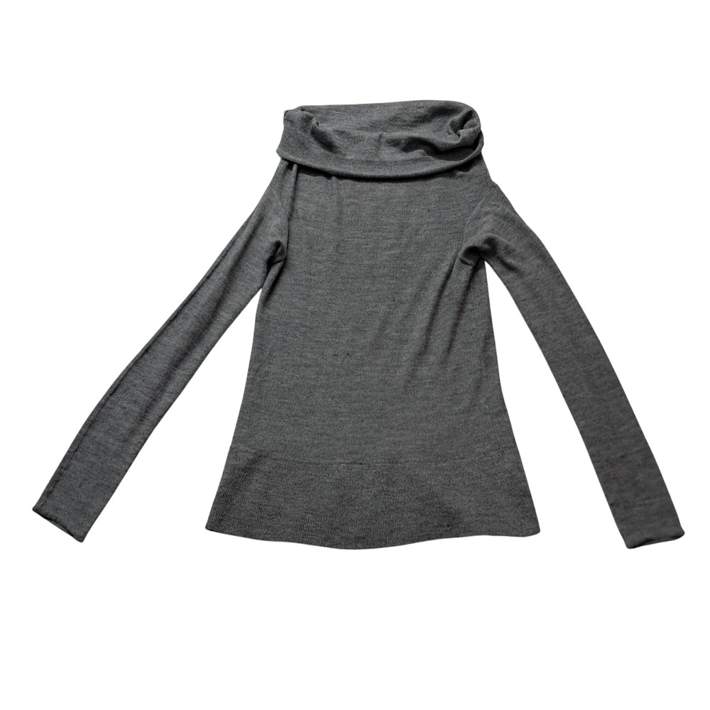 Rogan Sweater Women's Small Gray Cowl Neck Baby Alpaca‎ Peru Quiet Luxury Light